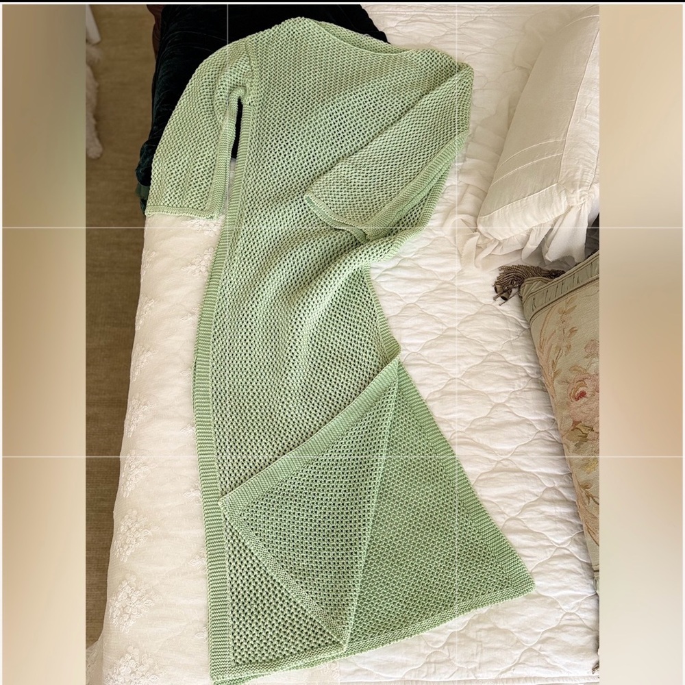 FYB (Forever Young & Broke) Light Green Open Knit Long Cardigan